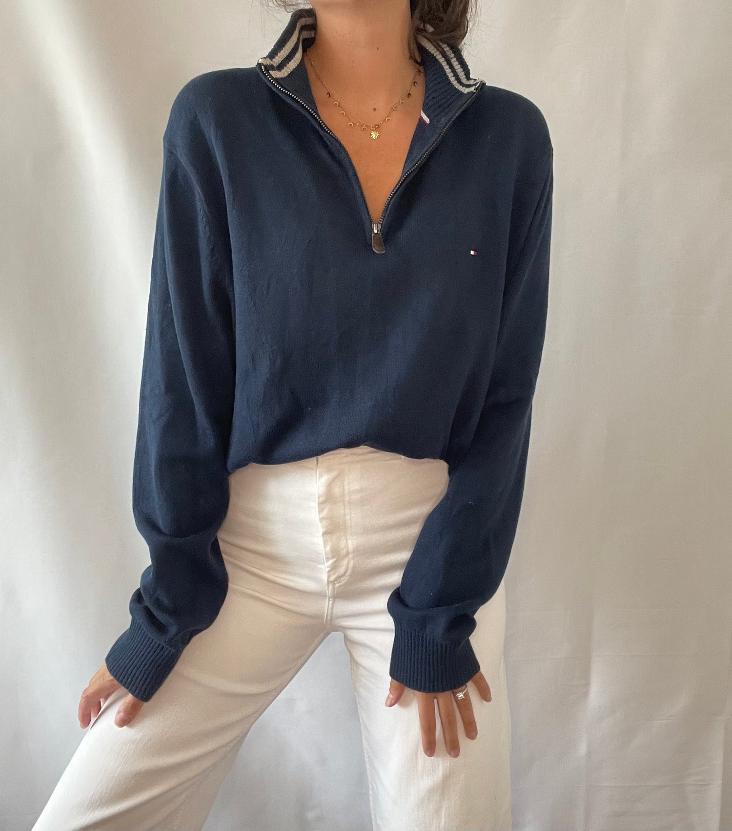 03 Tommy Navy Oversized Sweater