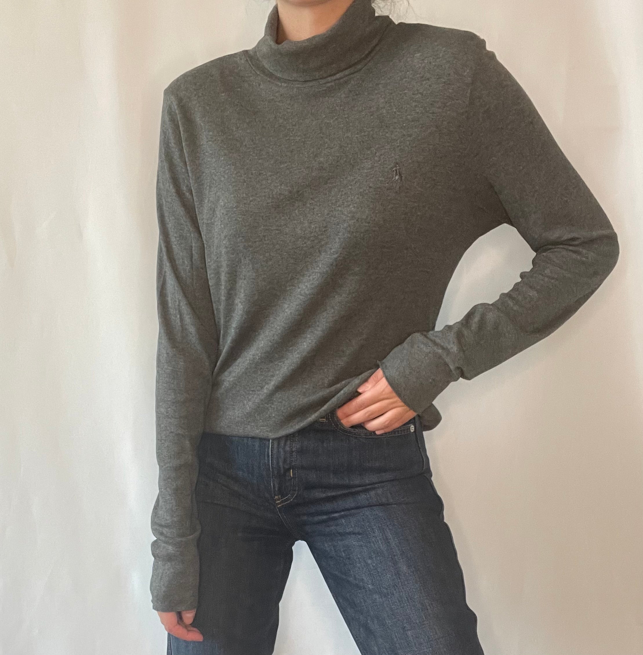 Ralph Lauren 3/4 Sleeve Turtleneck Sweater hot S Gray